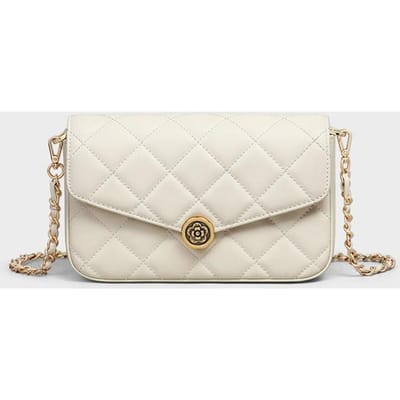 Dames Tas Crossbody Tas Leren Kettingtas Zomer Kleine Vierkante Tas white