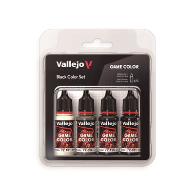 Vallejo Hobbyverf Acrylverf - 72393 Game Color - Zwart Kleurenset - Acryl Set 4x Verf set - 4x 18 ml
