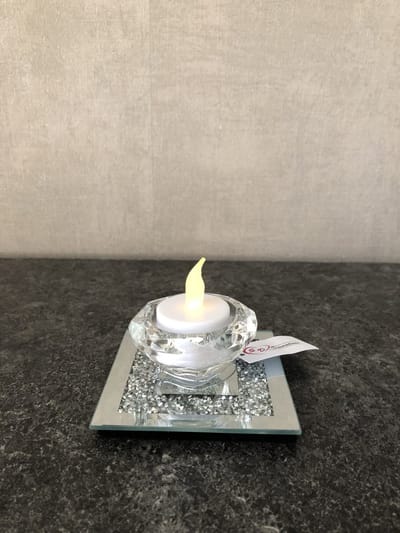 Enkelvoudige Theelichthouder op Spiegel - 9x9x4,5cm