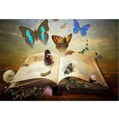 Diamant borduurwerk vlinderboek 5D DIY diamant schilderen kruissteek foto steentjes home decor geschenken 20X30CM beige