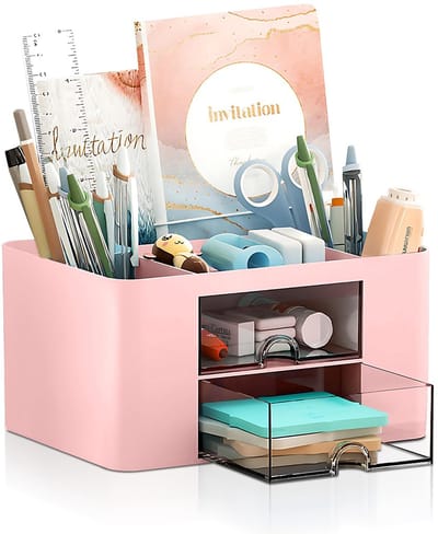 Unyqoos ® Ruimtebesparende 360 Graden Draaibare Bureau-Organizer Met Laden en Sorteervakken Voor Kantoor en Thuisgebruik