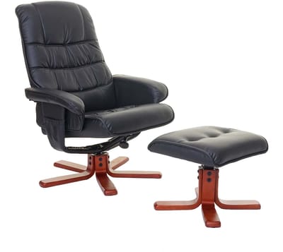 Relaxfauteuil MCW-E30, televisiefauteuil Ligfauteuil TV-fauteuil met voetenbank, MVG-gecertificeerd ~ kunstleer zwart