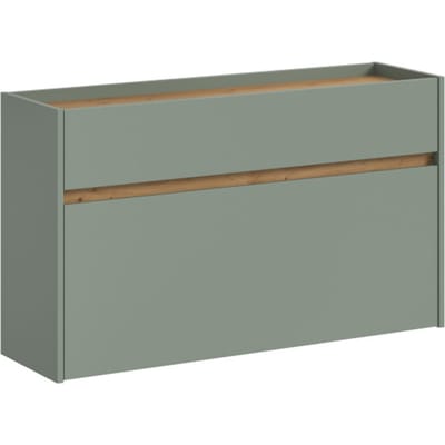 Schoenenkast met lade en schuifrek - Opbergoplossing voor 8 paar schoenen - Salie en artisan eik - 61x110x32cm