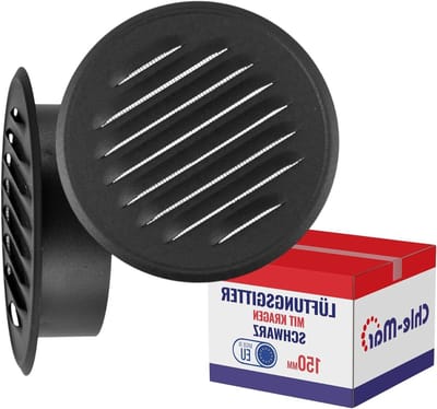 Ventilatierooster Metaal - Afvoerrooster Luchtrooster - Ventilatie Binnen - Met Insteekkraag - Ø 150 mm - Zwart