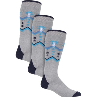 Heat Holders - 3 paar Ultra Lite skisokken voor heren - Grijze Fairisle