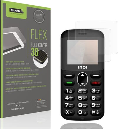 dipos FLEX – 2x Matte Screenprotector geschikt voor INOI 148 Senior 4G | Volledige Schermbescherming | Case-Friendly