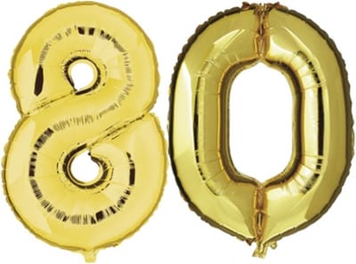80 jaar verjaardag - Folie ballon cijfers - goud - 88 cm - versiering - feestarteikelen