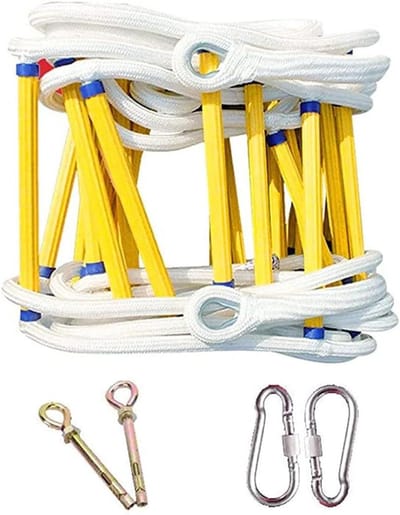 Veiligheidsladder - Noodladder Touwladder - Snelle Evacuatie - Vlamvertragend Materiaal - 3 Meter Lengte - Wit