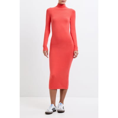 French Connection Babysoft Roll Nk Dress Cayenne Red Maat: XS | Midi Jurken Outlet | Dames | Blauw