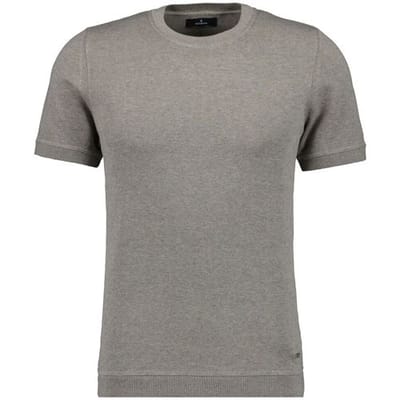 Ragman Trui Melange Cotton Knit Round Neck Short Sleeve Walnut / male