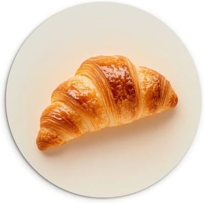 WallCircle® Wandcirkel 30x30 cm - Muurcirkel Croissant - Brood - Beige - Muurdecoratie woonkamer - Wanddecoratie keuken - Kamer decoratie accessoires - Ronde schilderijen