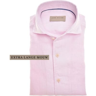 John Miller Overhemd Luxury Linen Mouwlengte 7 Licht Roze / male