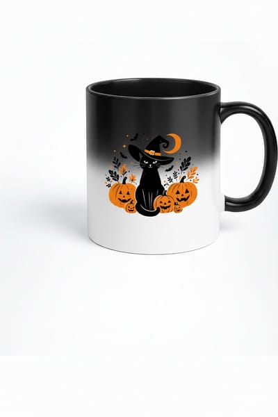 Halloween Kat Mok met Magische Warmte-gevoelige Print - Perfect Cadeau!