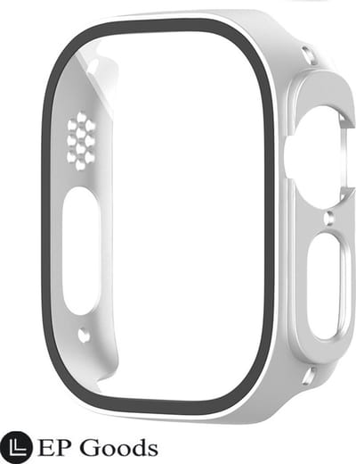 EP Goods - Full Cover/Hoesje - Screen Protector - Geschikt voor Apple Watch Ultra / Ultra 2 en Ultra 3 - 49mm - Hardcase - Protection - Wit