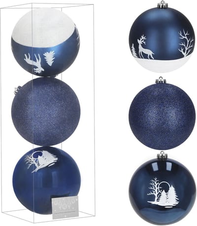 Springos Kerstballen | 3 Stuks | 15 cm | Blauw | Wit