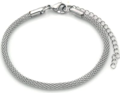 Armband voor Vrouwen - fijn geweven mesh schakel - zilverkleurig - verstelbaar