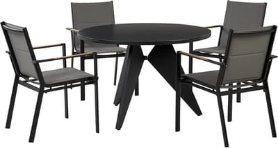 OLMETTO/BUSETTO - Tuinset voor 4 - Zwart - Aluminium