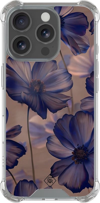 Casimoda® hoesje - Geschikt voor iPhone 16 Pro Max - Twilight Petals - Shockproof case - Extra sterk - Siliconen/TPU - Paars, Transparant