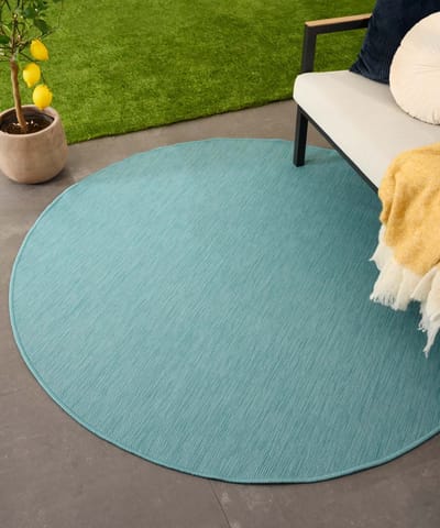 Buitenkleed rond effen - Flip turquoise 200
