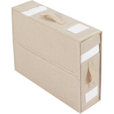 Hoeslaken Organizer Opvouwbare Opbergdoos voor Kast met Handvat Organizers met Grote Capaciteit voor Beddengoed, beige