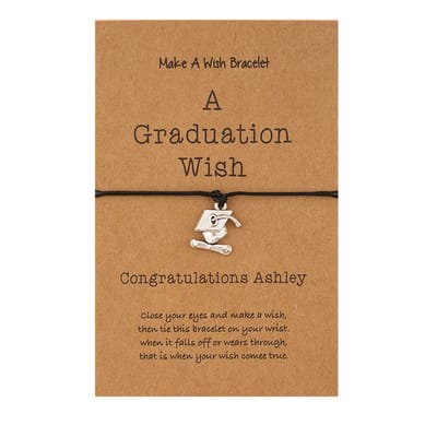 Bixorp Friends Vriendschapsarmbandje met "A Graduation Wish" voor geslaagden Zilverkleurig - Afstudeerhoed Armband -  Examen Cadeau