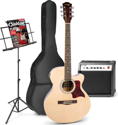 Elektrisch akoestische gitaar - MAX ShowKit gitaarset 4/4 - Met 40W gitaar versterker, muziekstandaard, gitaar stemapparaat, gitaartas en plectrum - Hout