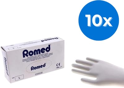 Romed vinyl handschoenen gepoederd 1000 stuks - Set van 10 doosjes XL Romed