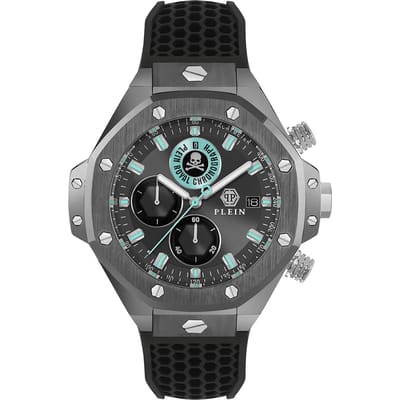 Philipp Plein Plein Chrono Royal PWLFA0125 Horloge - Siliconen - Zwart - Ø 46 mm
