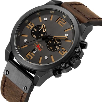 CURREN 8314 Herenhorloge Quartz Merk Horloge Polshorloge Kalender Uur Minuut Tijdweergave Leren Horloge bruin