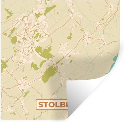 Muurstickers - Sticker Folie - Plattegrond - Kaart - Stolberg - Vintage - Stadskaart - 100x100 cm - Plakfolie - Muurstickers Kinderkamer - Zelfklevend Behang XXL - Zelfklevend behangpapier - Stickerfolie