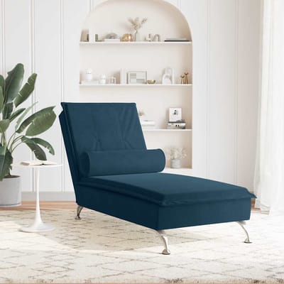 vidaXL - Massage - chaise - longue - met - bolster - fluweel - blauw