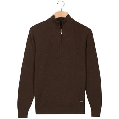 Baileys Trui Half Zip Allover Two-Tone Fine Texture Dark Brown / male
