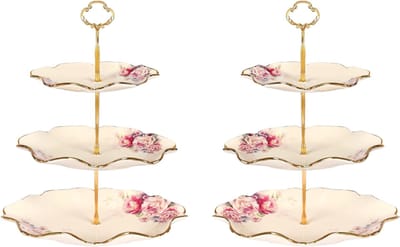 Aurixi® Fruit etagere - Fruitmand 3 Laags - Porselein - Fruitschaal - Staande Fruitmand Etagere - Metaal– Aardappelbak - Aanrecht Organiser - Fruitkistje- Goud -‎30x 30x 32cm; 1.27 kg