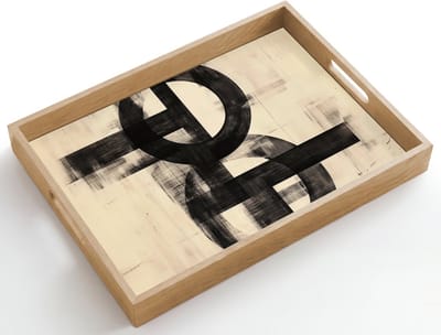 Dienblad hout 50x35 cm - Schootdienblad - Cirkels - Balken - Zwart - Abstract - Borrelplank rechthoek - Plateau dienbladen