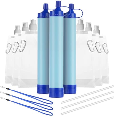 Waterfilter voor buiten, 3 stuk Persoonlijk overlevingsfilter, rietje, waterfilter, nooduitrusting, waterzuiveraar voor kamperen, wandelen, klimmen en backpacken - Cyslmuk®