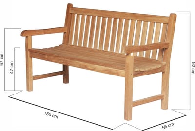 Teakea - Teak Tuinbank 150 cm - 3-Persoons Houten Bank - Duurzame Teak Bank voor Tuin of Veranda