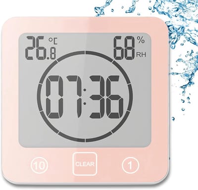 Waterdichte digitale badkamerklok met hygrometer en thermometer - douchetimer voor efficiënt watergebruik