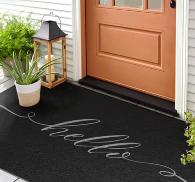 Coloray Buiten Deurmat - Grijs Schoonloopmat Buiten - Hallo Inscriptie Moddermat Buiten - Stijlvolle Entree Decoratie - Deurmat Voor Regenweer - Weerbestendige Deurmat Met Print - 150x100 cm