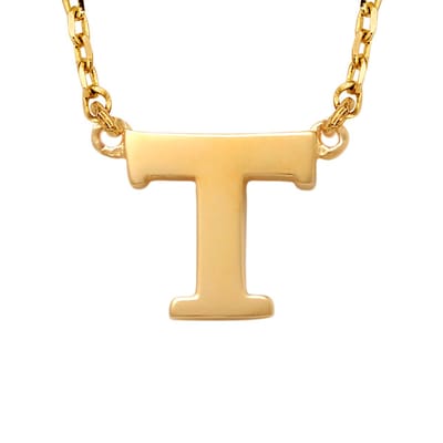 New Bling 9NBG-900T Gouden Ketting met Letter T - 6mm - Ankerschakel - 38+2,5+2,5cm - Initiaal sieraad - 14 Karaat - Goud