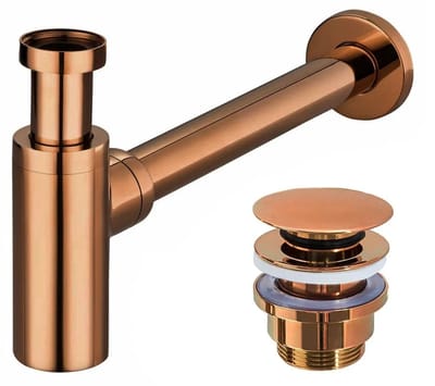 Rea - Universele Copper Wastafel Sifon Click-clack - 33,5 x 5 x 21 cm