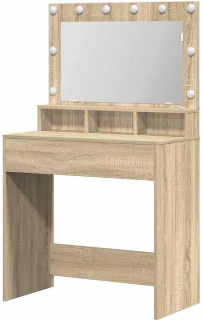 Kaptafel met plank - Make-uptafel ijdelheid - Persoonlijke verzorging - Ingebouwde LED-verlichting - 755 x 41 x 135 cm