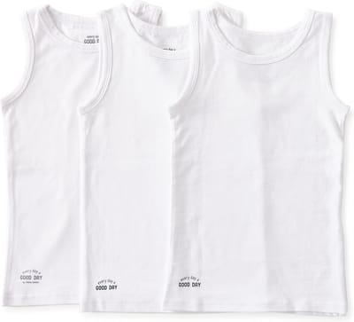 Little Label Ondergoed Jongens - Hemd Jongens Maat 98-104 - Wit - Zachte BIO Katoen - 3 Stuks - Basic Onderhemd - Voordeelset