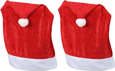 Kerst stoelhoezen set van 2 I Fluweel I Rood I Kerstmuts I Stoelhoes Kerstversiering Kerstmuts stoeldecoratie hoes stoel stoelhoes