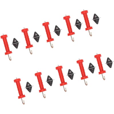 10 stuks Elektrische Hek Poort Handgrepen Rood ABS Hitte Kou Bestendig met 10 stuks Isolators red