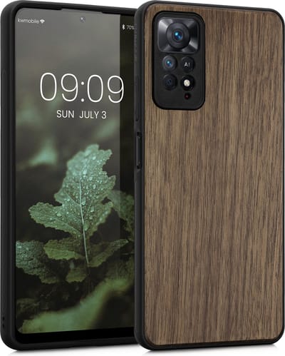 kwmobile telefoonhoesje geschikt voor Xiaomi Redmi Note 11 Pro / Note 11 Pro (5G) / Note 12 Pro (4G) - Hoesje met bumper in donkerbruin - Backcover - hout