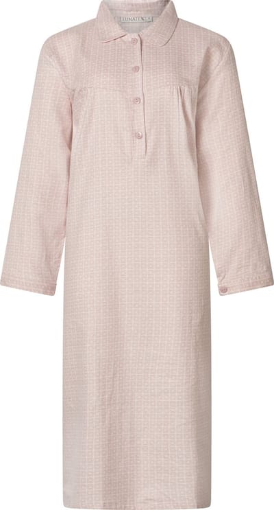 Lunatex - klassiek dames nachthemd 643778 met knoopsluiting - flanel - roze - maat M