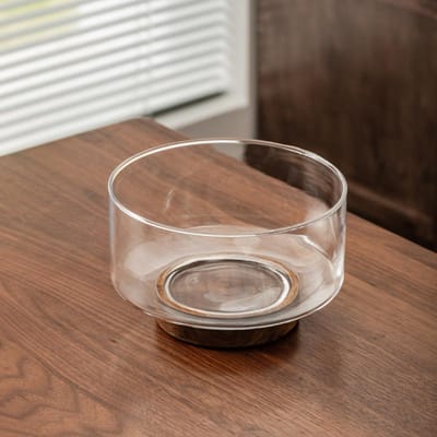 Eenvoudige Glazen Fruitschaal Woonkamer Snoepbak Houten Opbergdoos Hoogvoet Gedroogde Vruchten Dessertschotel Snacks black