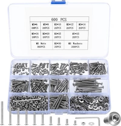 M3 Schroeven, Moeren en Sluitringen - 600 Stuks Assortiment
