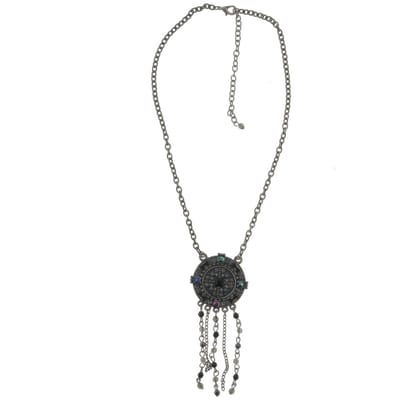 Behave - Ketting met Vintage Hanger - Antraciet en Zwart - Trendy Accessoire voor Dames