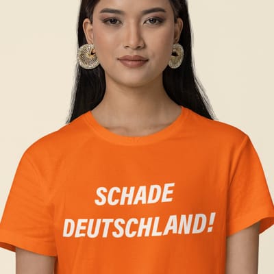 Dames Oranje T-shirt EK WK Schade Deutschland! - MAAT XS - Dames Feestkleding & Carnavalskleding